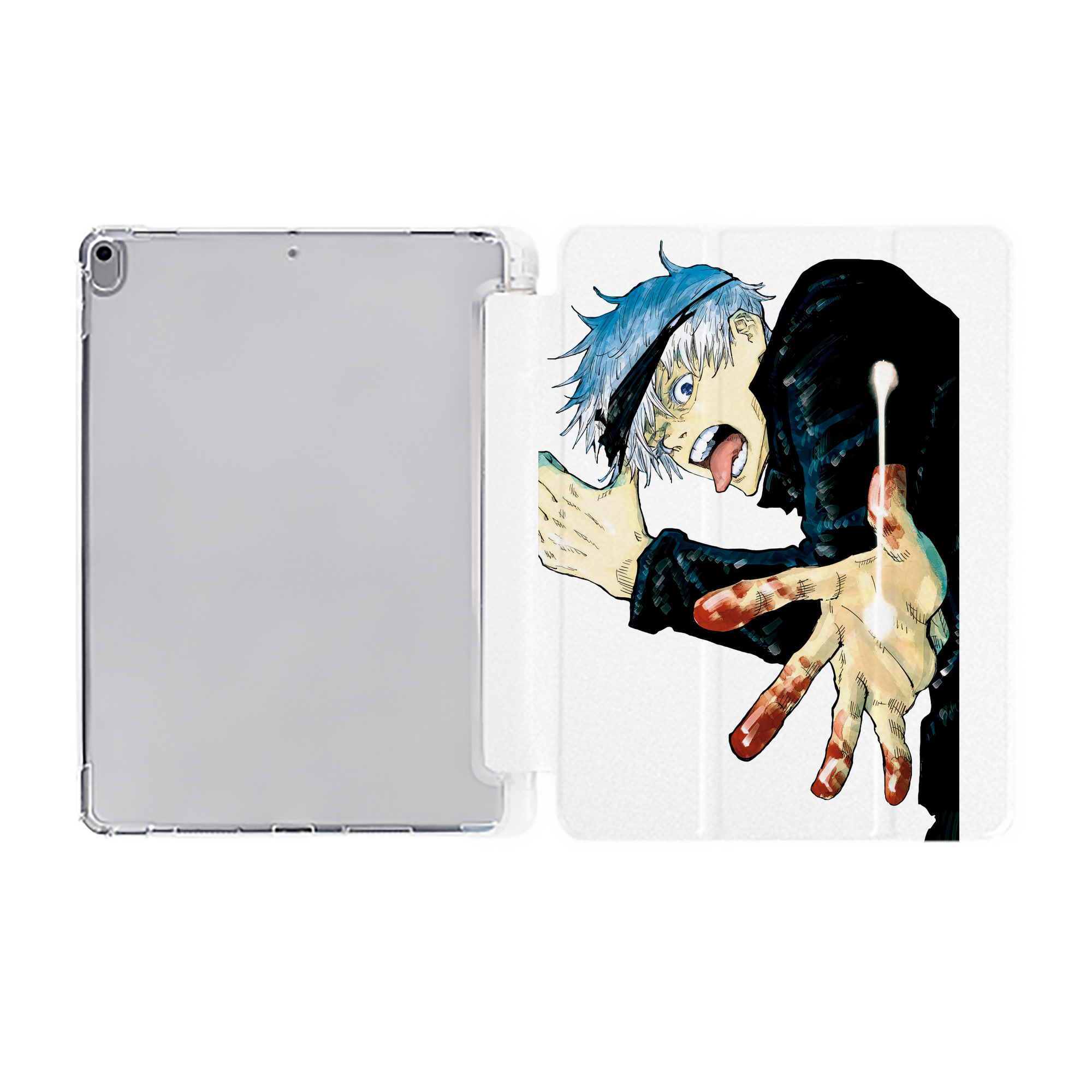 （画像用） 呪術廻戦 Jujutsu Kaisen IPad ケース ペン収納付き 三つ折りスタンド PUレザー×シリコン 対応機種9.5/10.5/10.9インチ